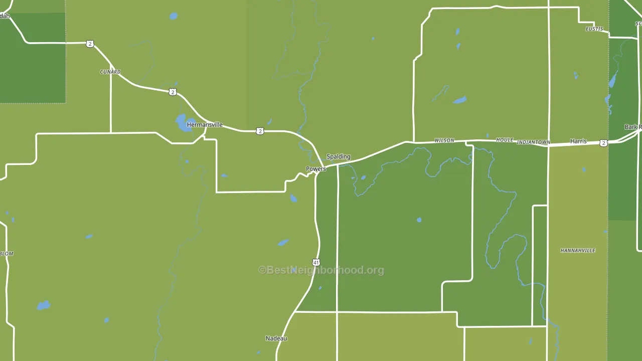Powers, MI block-group voter-turnout map