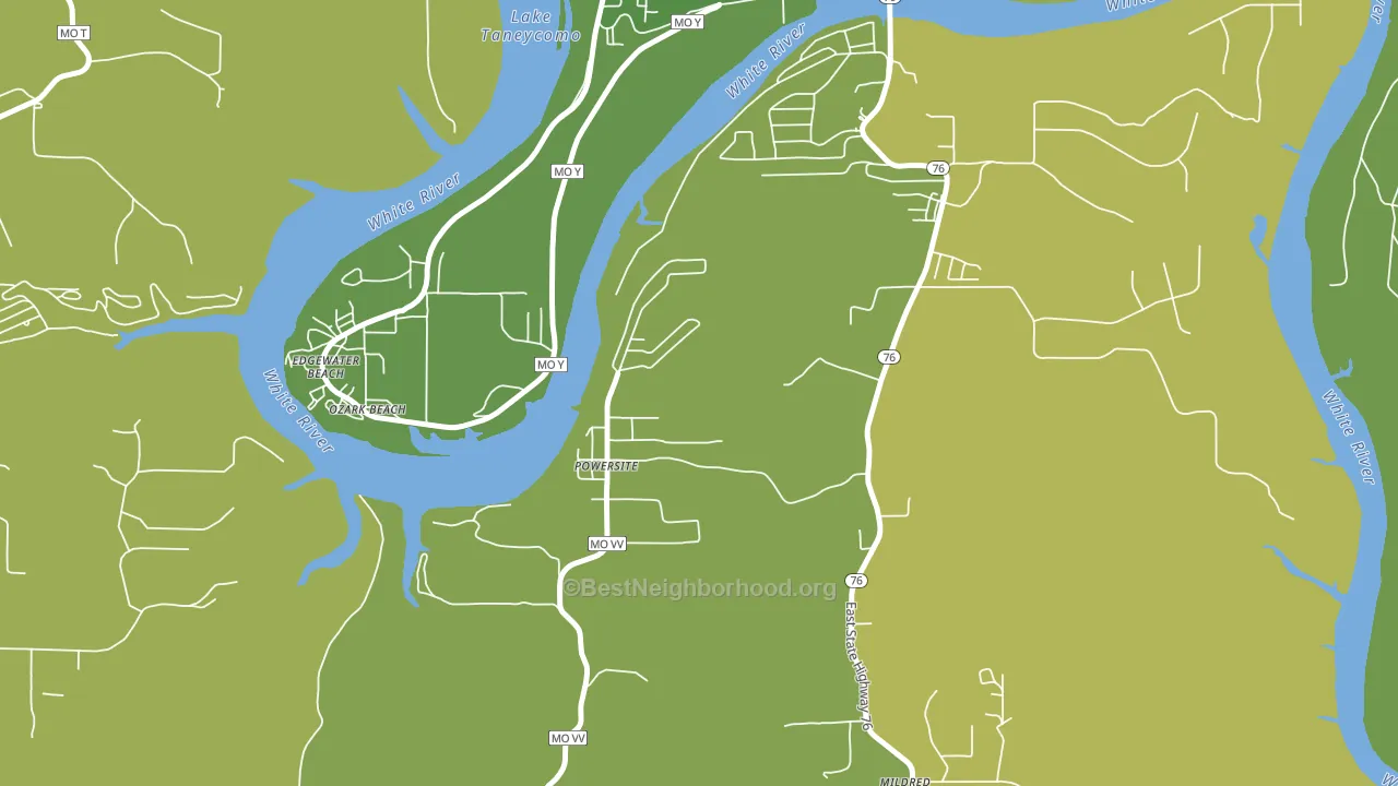 Powersite, MO block-group voter-turnout map