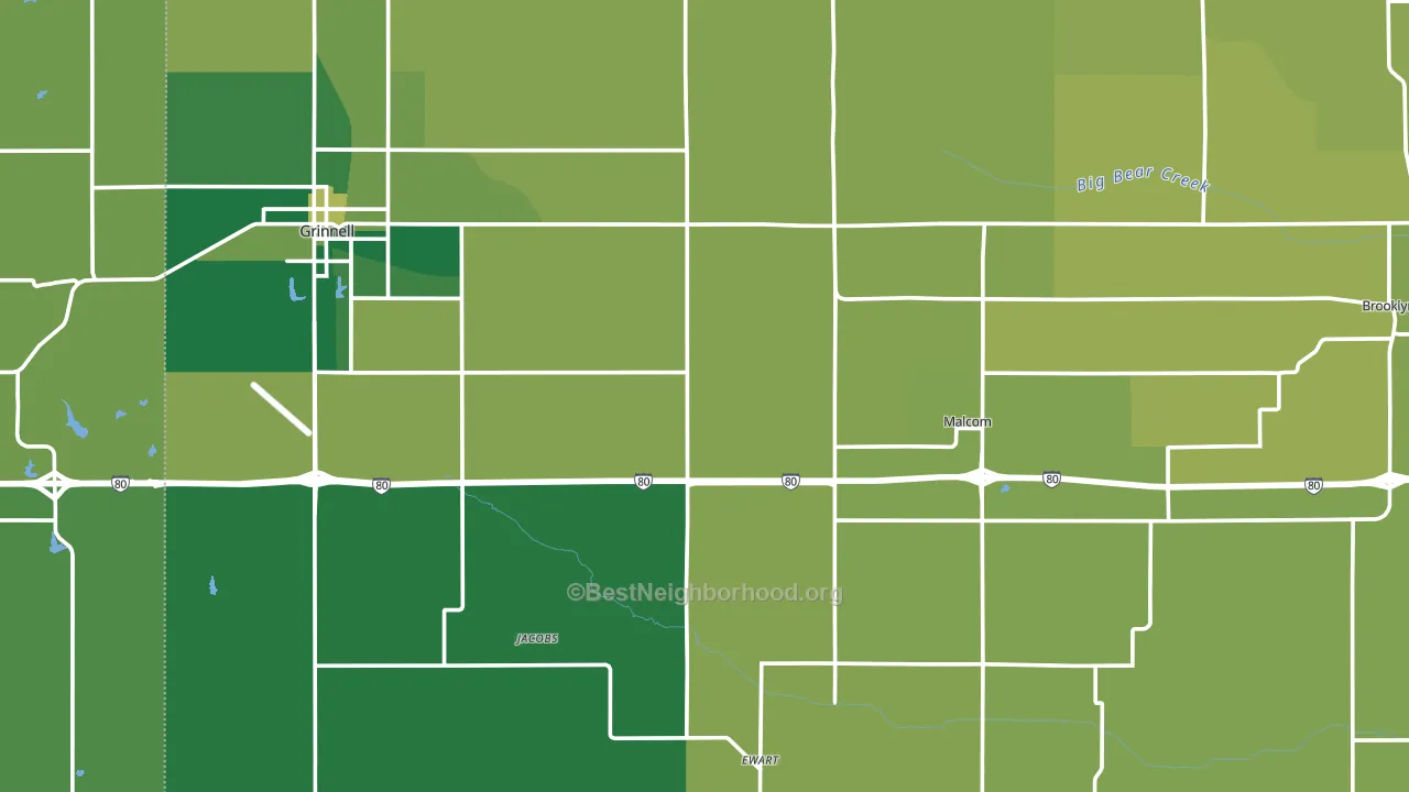 Poweshiek County, IA block-group voter-turnout map