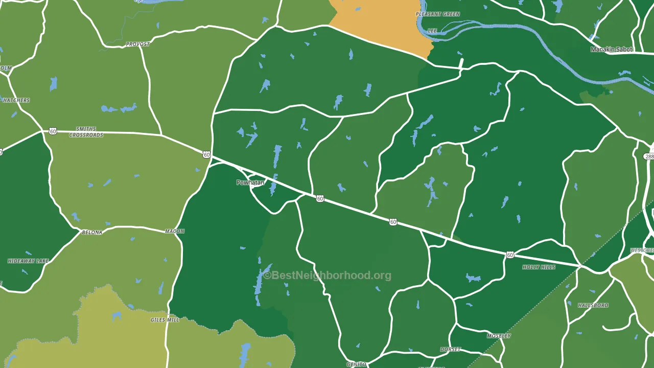 Powhatan County, VA block-group voter-turnout map