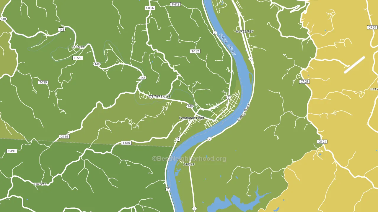 Powhatan Point, OH block-group voter-turnout map
