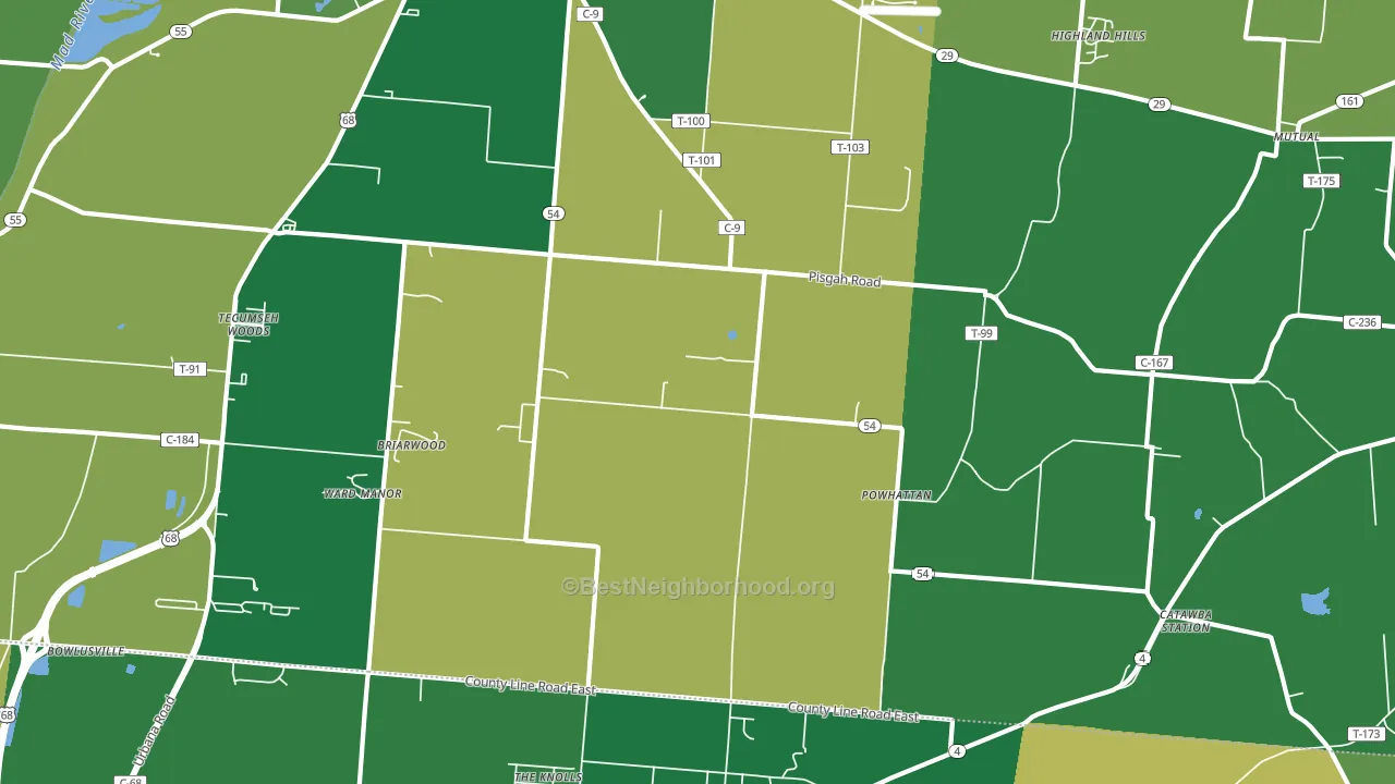 Powhatton, OH block-group voter-turnout map