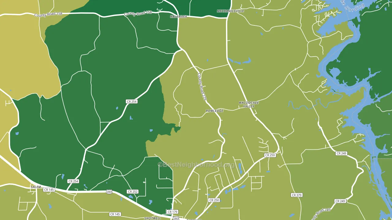 Powledge, AL block-group voter-turnout map