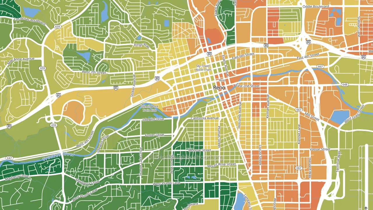 Powning Addition, Reno, NV block-group voter-turnout map