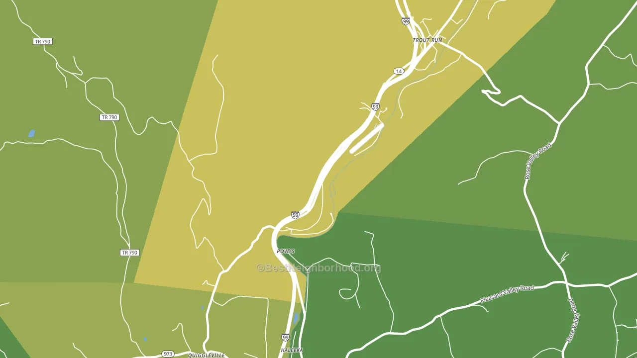 Powys, PA block-group voter-turnout map