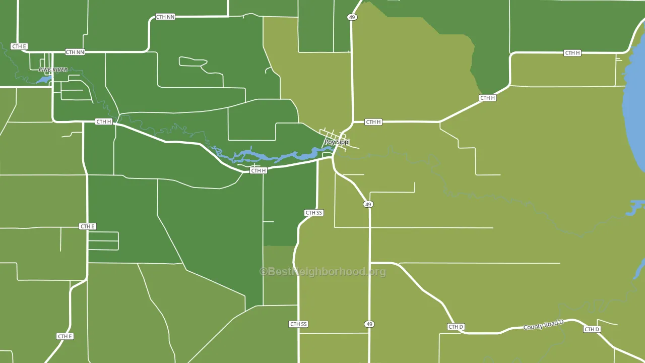 Poy Sippi, WI block-group voter-turnout map