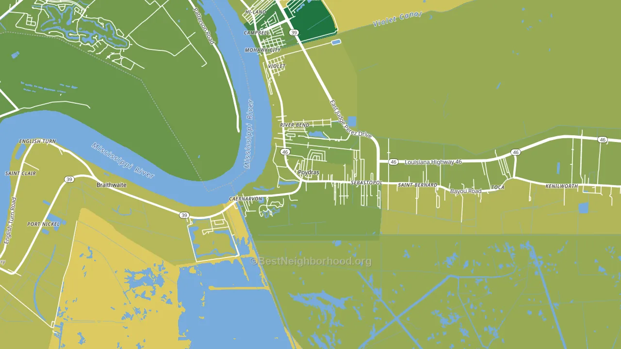 Poydras, LA block-group voter-turnout map