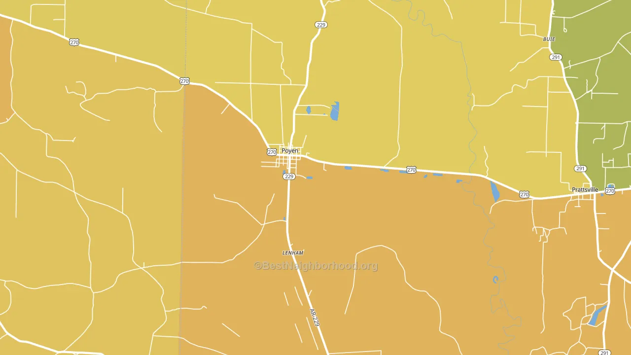 Poyen, AR block-group voter-turnout map