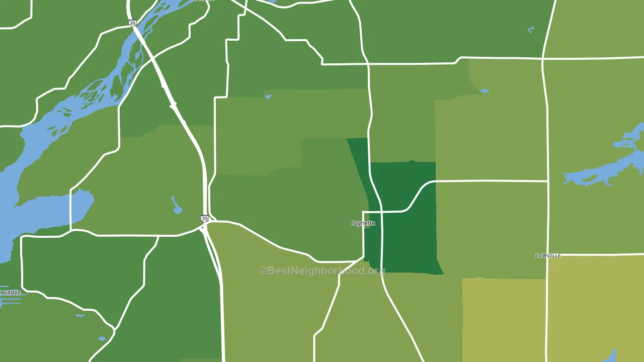Poynette, WI block-group voter-turnout map