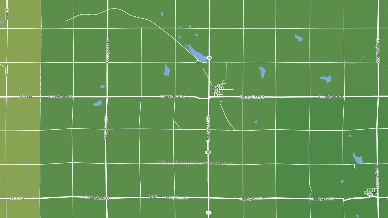 Prague, NE block-group voter-turnout map