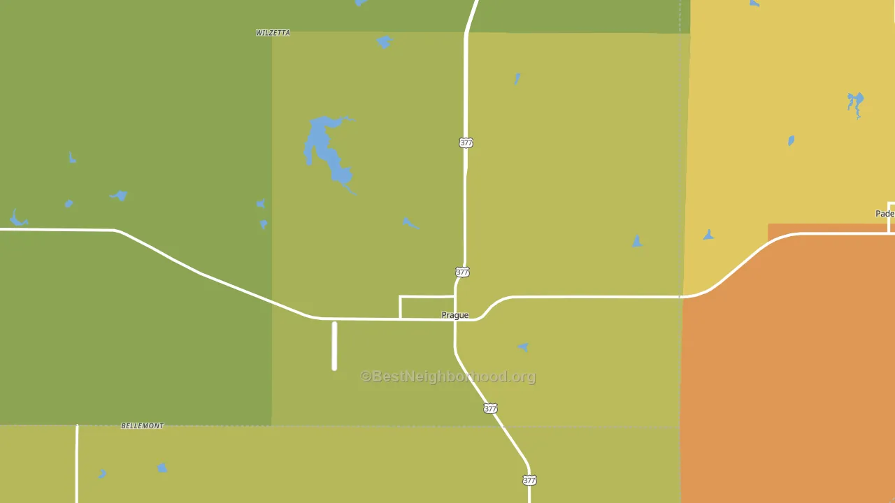Prague, OK block-group voter-turnout map