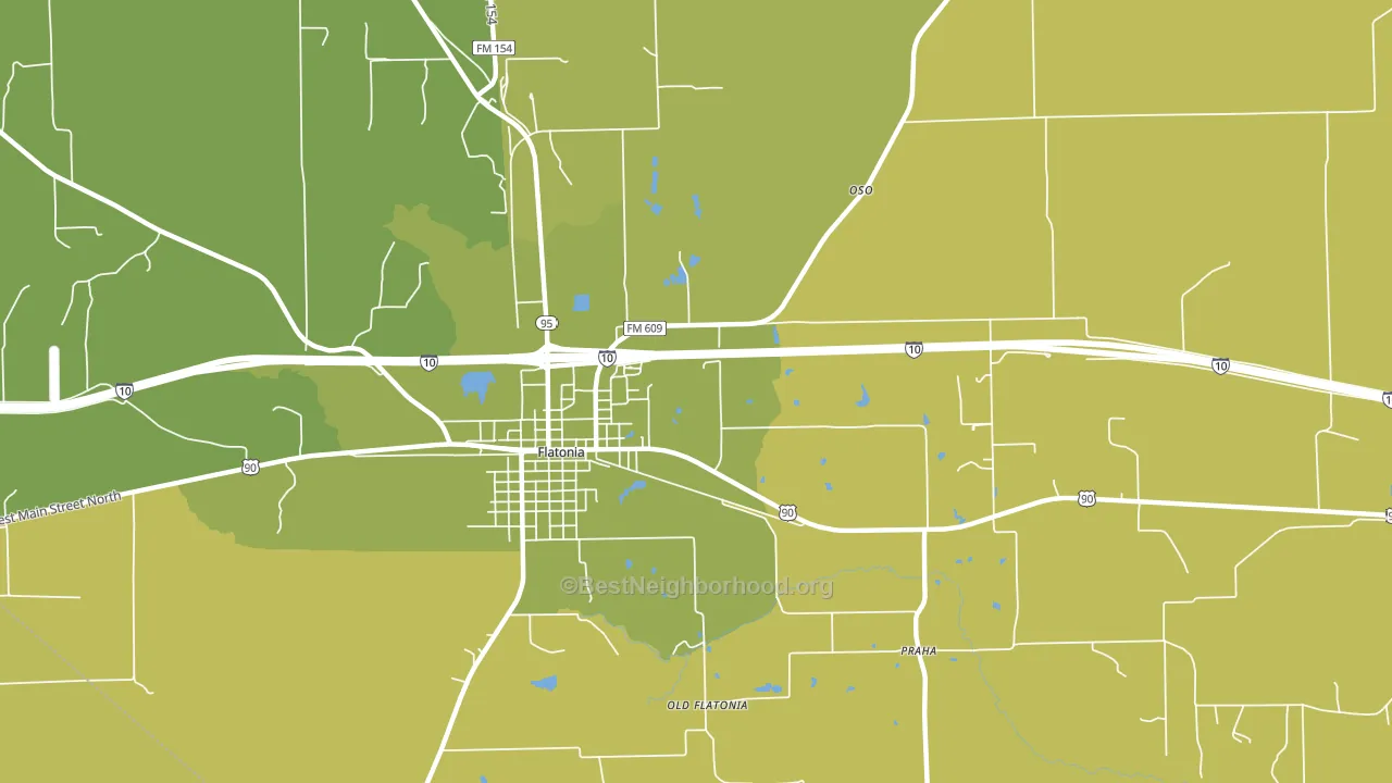 Praha, TX block-group voter-turnout map