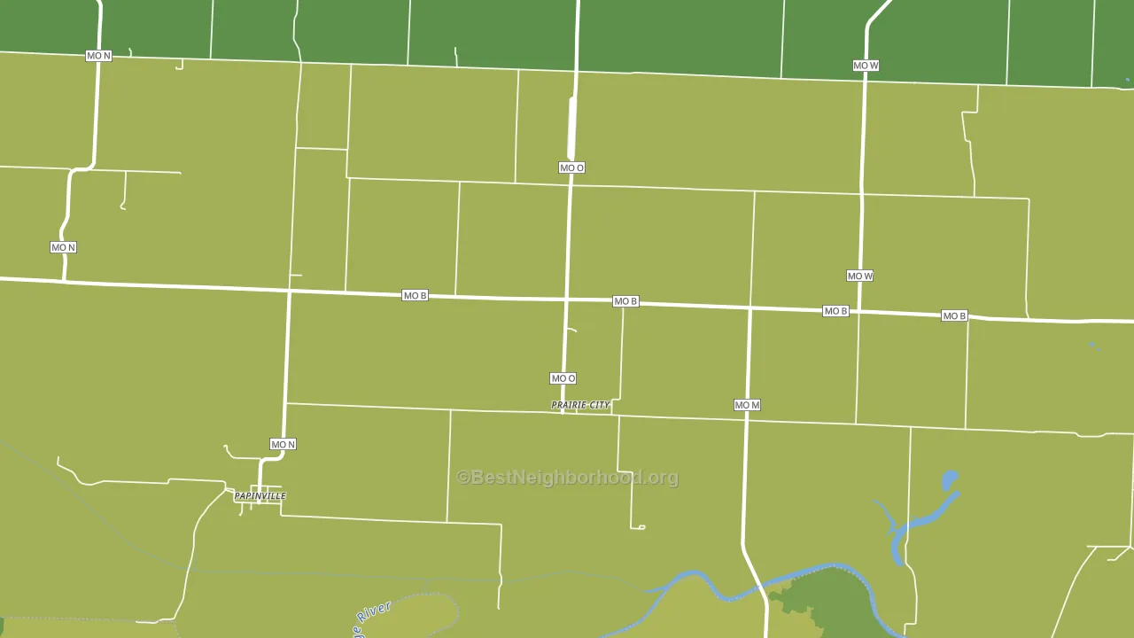Prairie City, MO block-group voter-turnout map