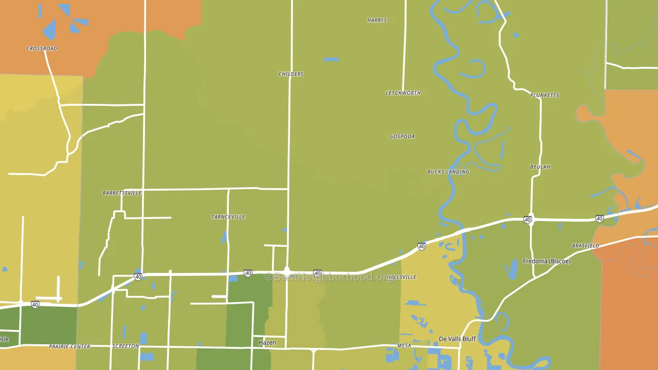 Prairie County, AR block-group voter-turnout map