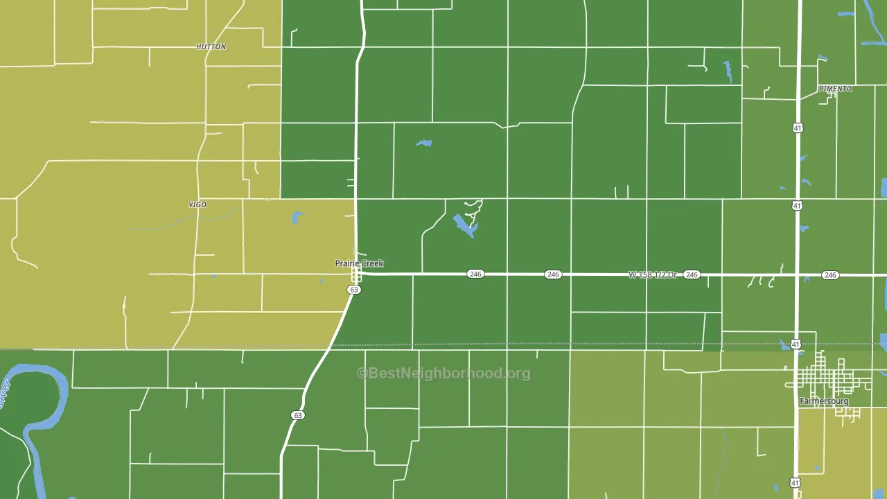 Prairie Creek, IN block-group voter-turnout map