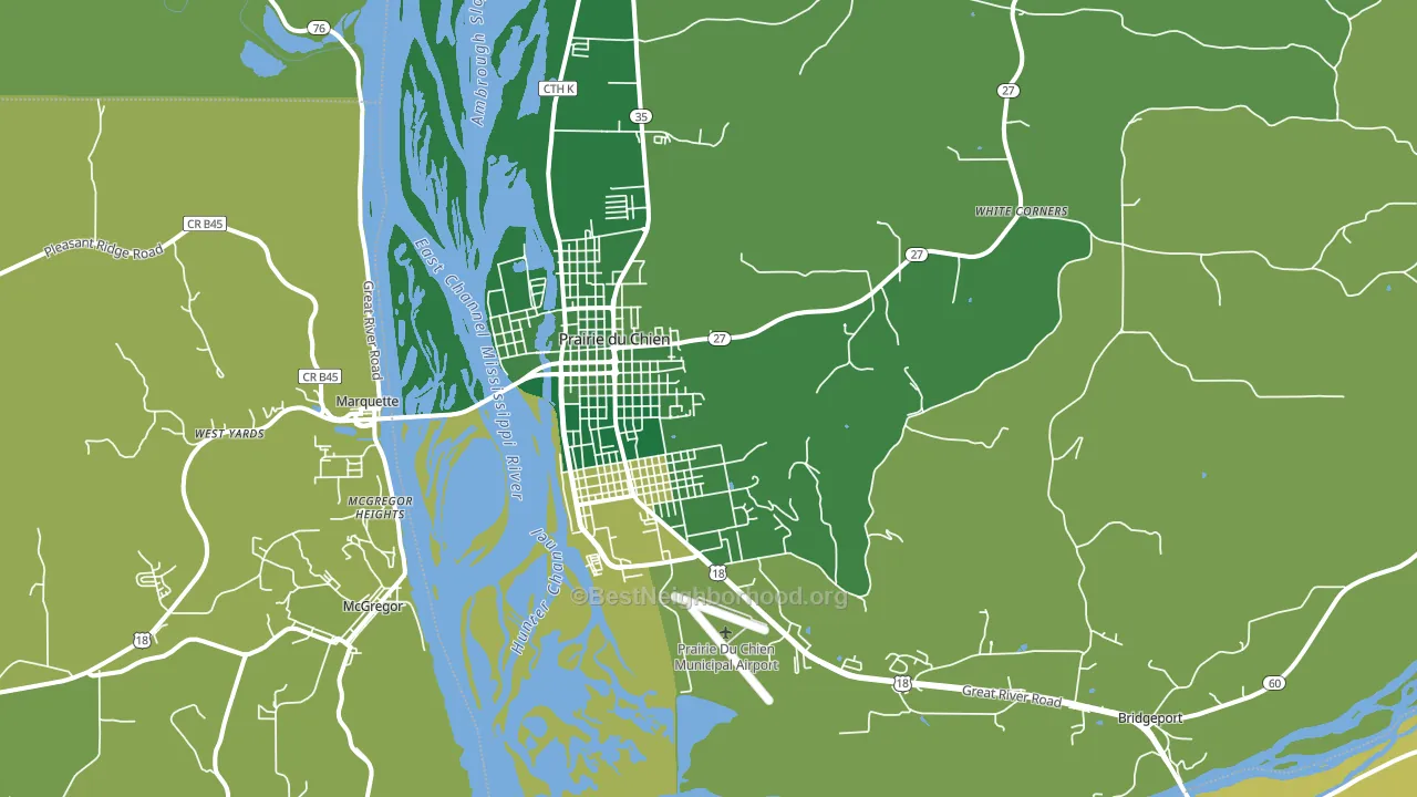 Prairie du Chien, WI block-group voter-turnout map