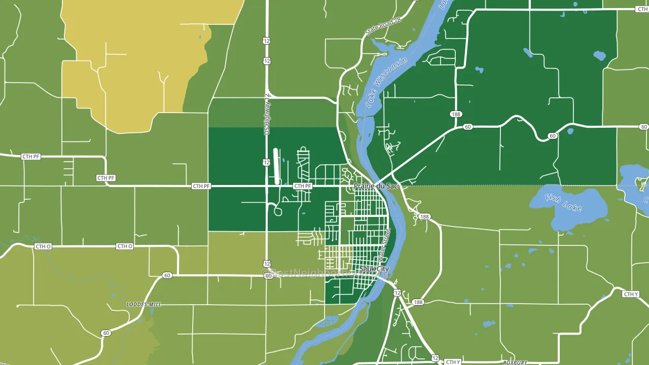 Prairie Du Sac, WI block-group voter-turnout map