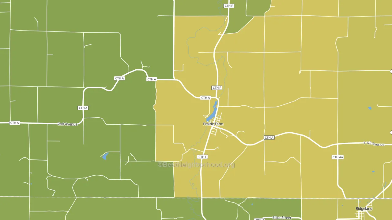 Prairie Farm, WI block-group voter-turnout map