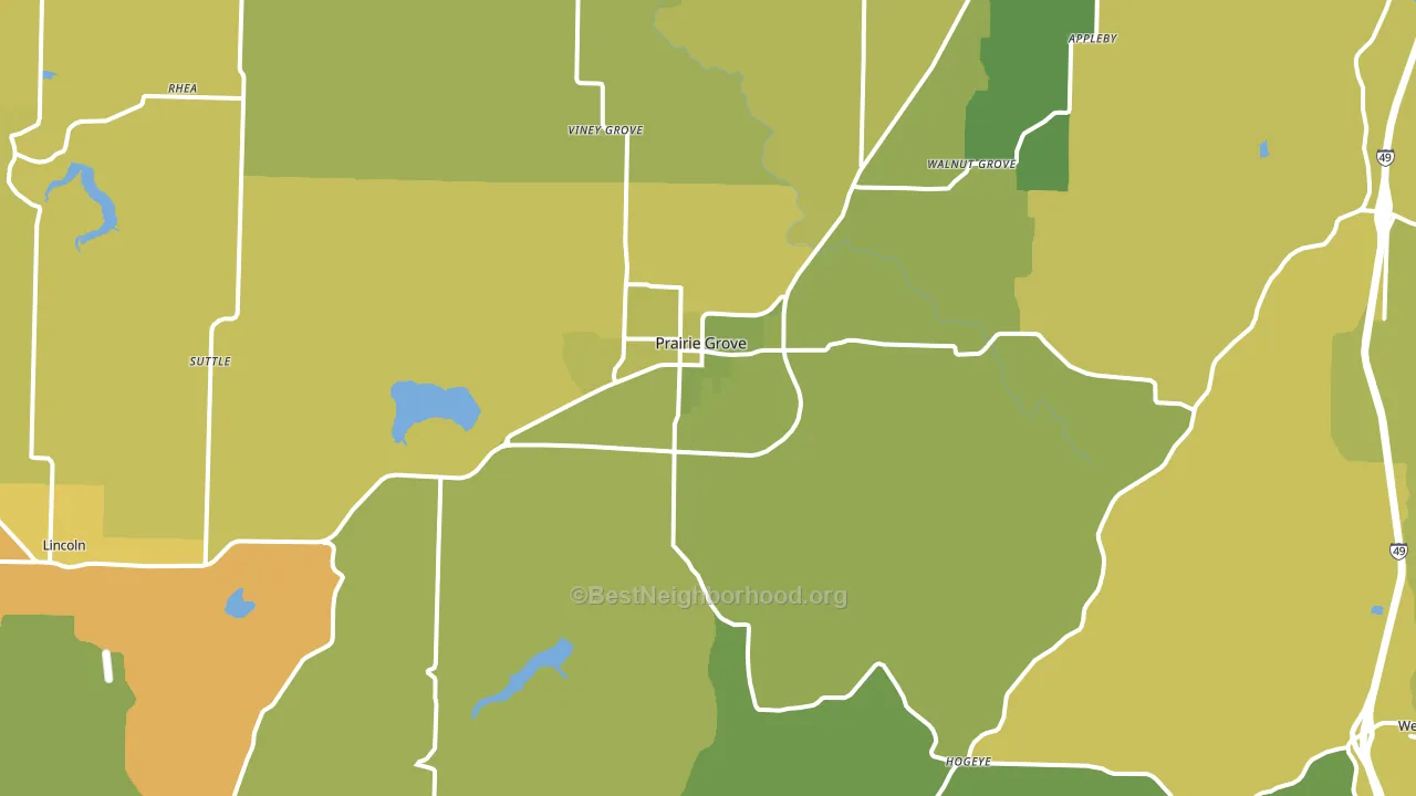 Prairie Grove, AR block-group voter-turnout map