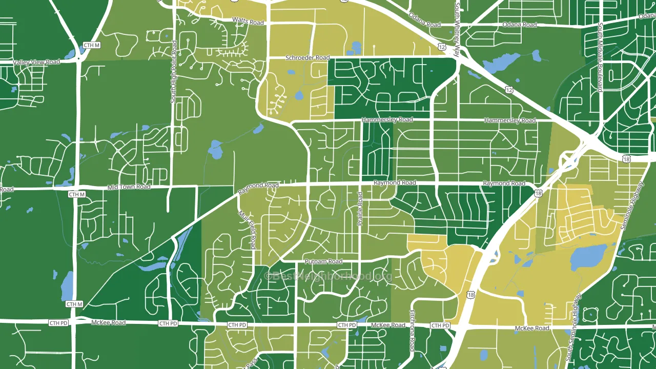Prairie Hills, Madison, WI block-group voter-turnout map