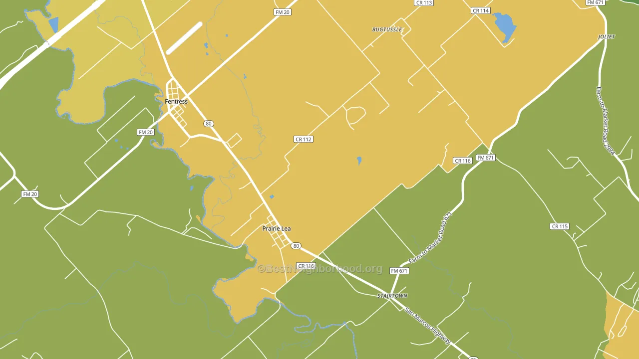 Prairie Lea, TX block-group voter-turnout map