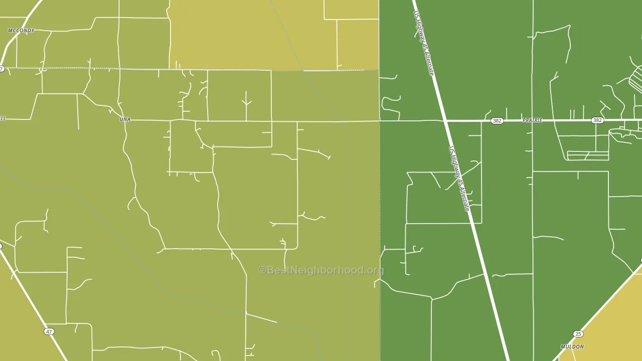 Prairie, MS block-group voter-turnout map