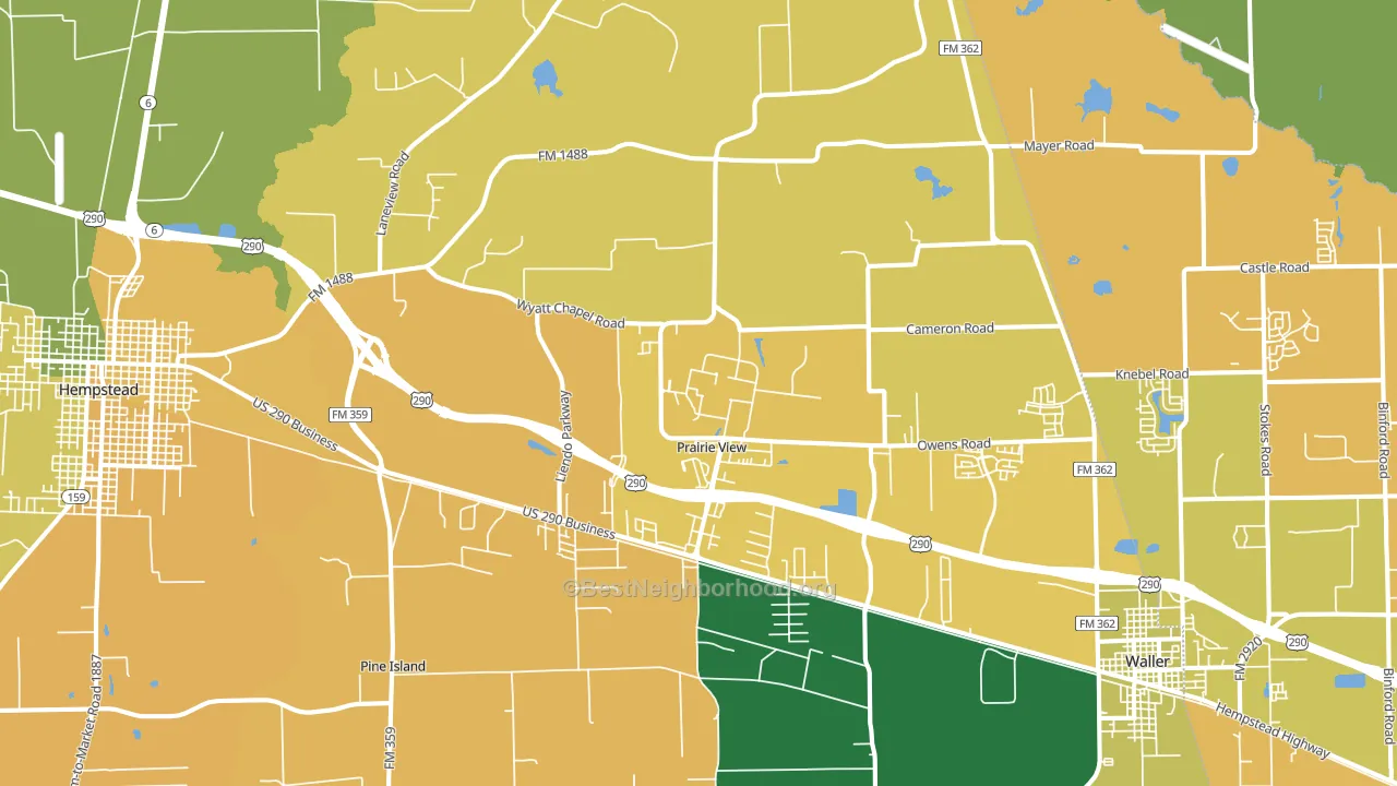 Prairie View, TX block-group voter-turnout map