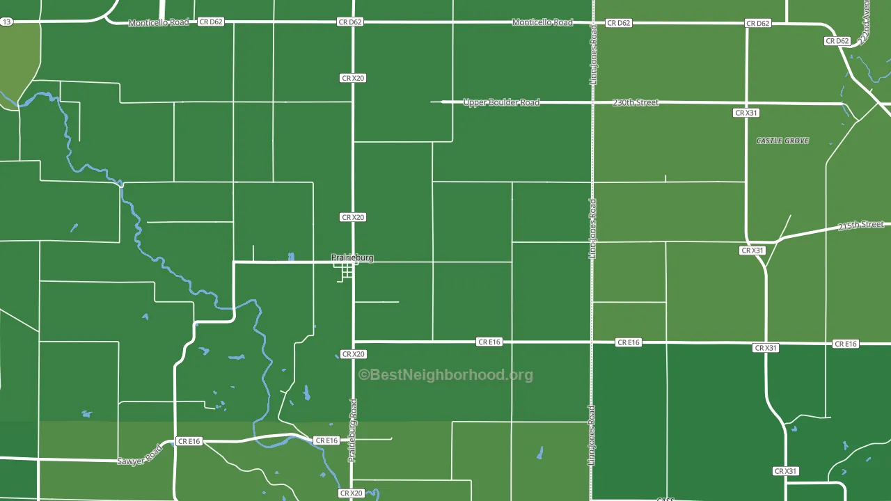 Prairieburg, IA block-group voter-turnout map