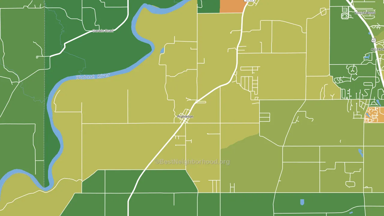 Prairieton, IN block-group voter-turnout map