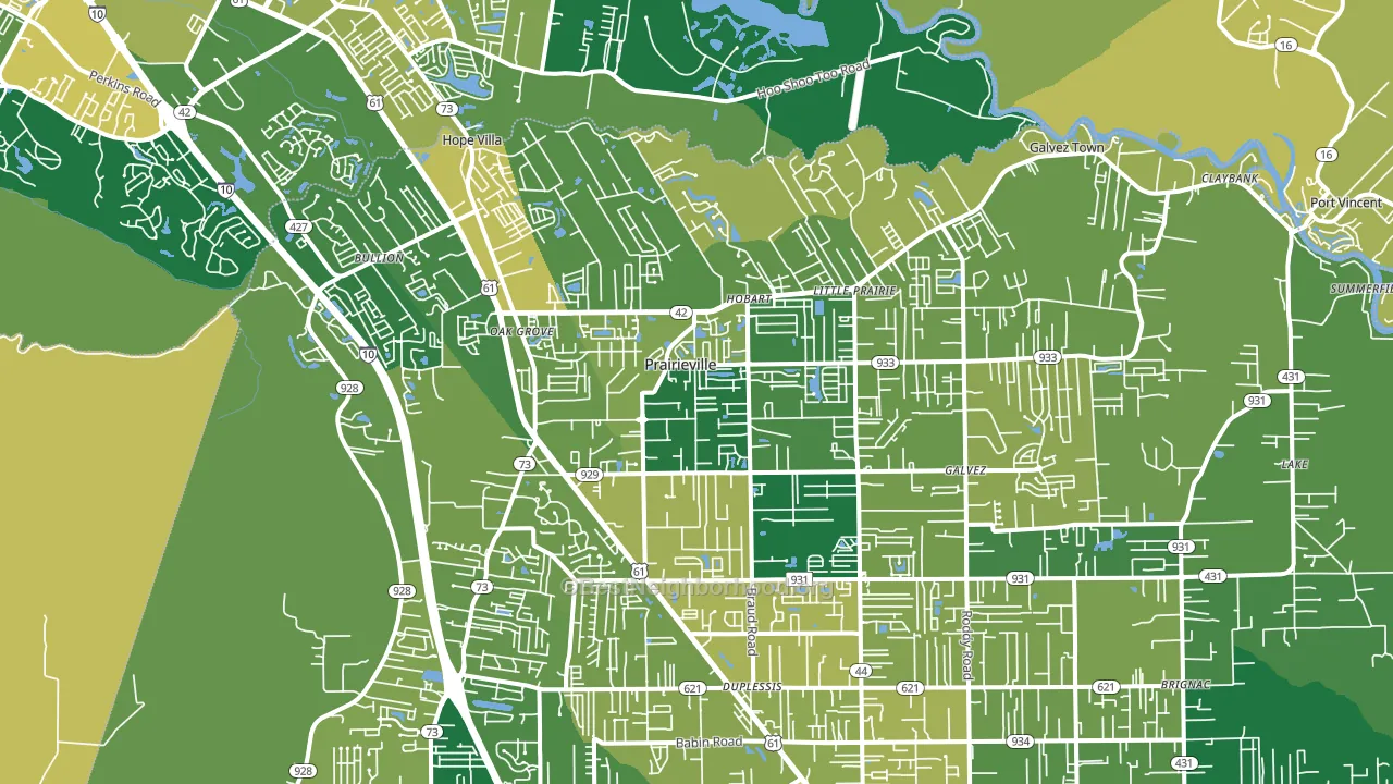Prairieville, LA block-group voter-turnout map