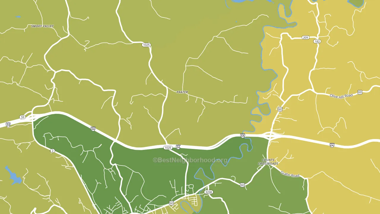 Prater, KY block-group voter-turnout map