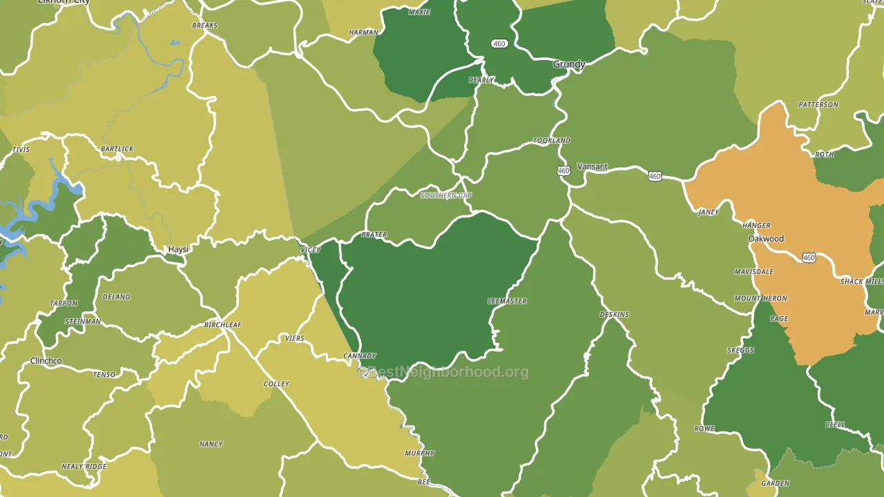 Prater, VA block-group voter-turnout map