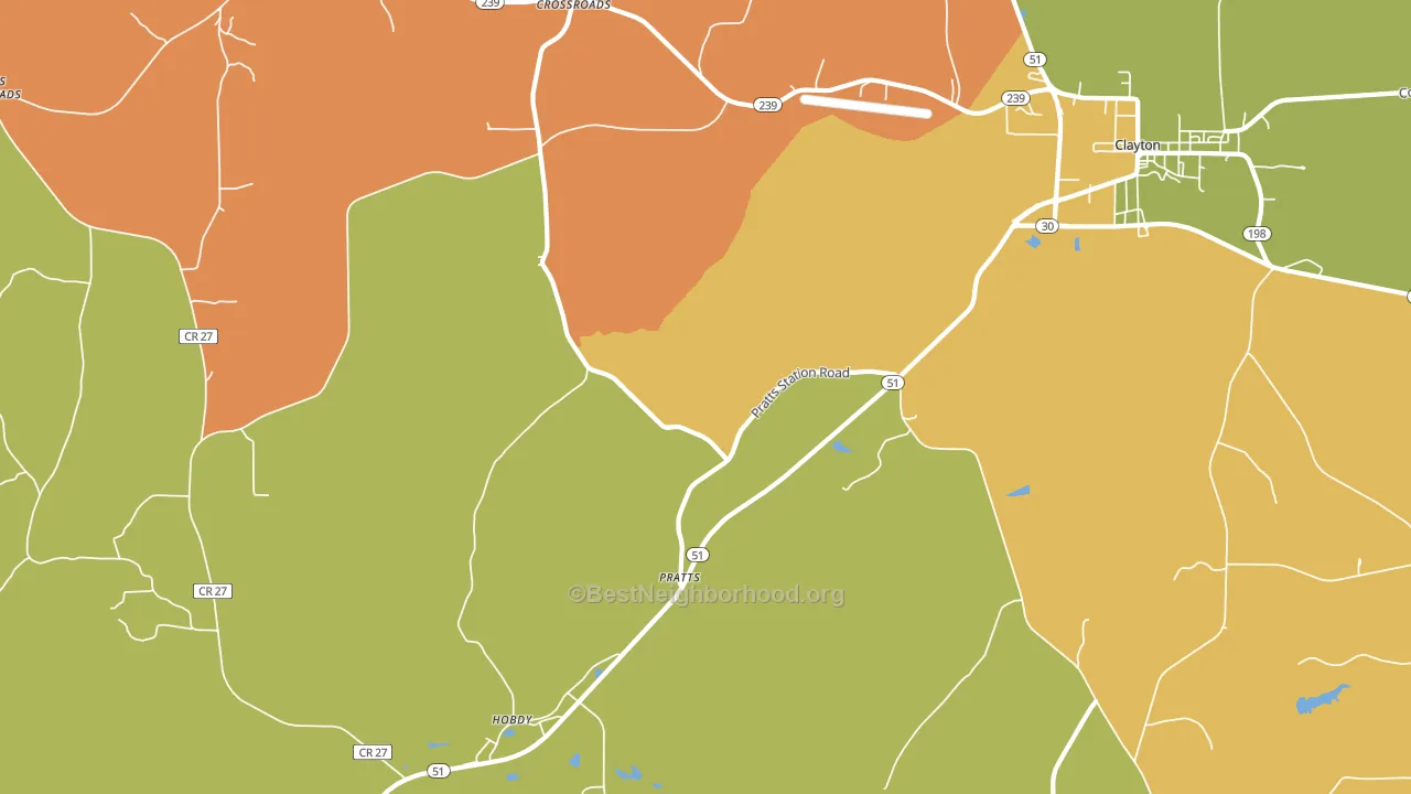 Pratts, AL block-group voter-turnout map