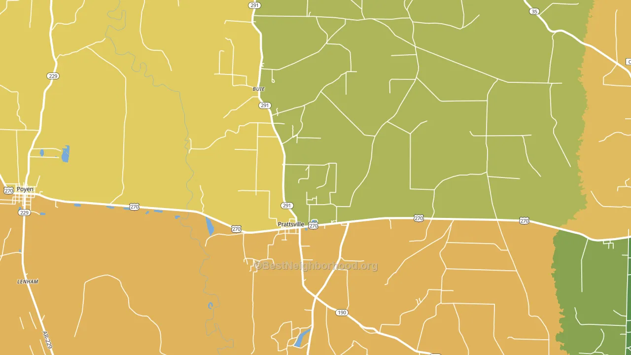 Prattsville, AR block-group voter-turnout map