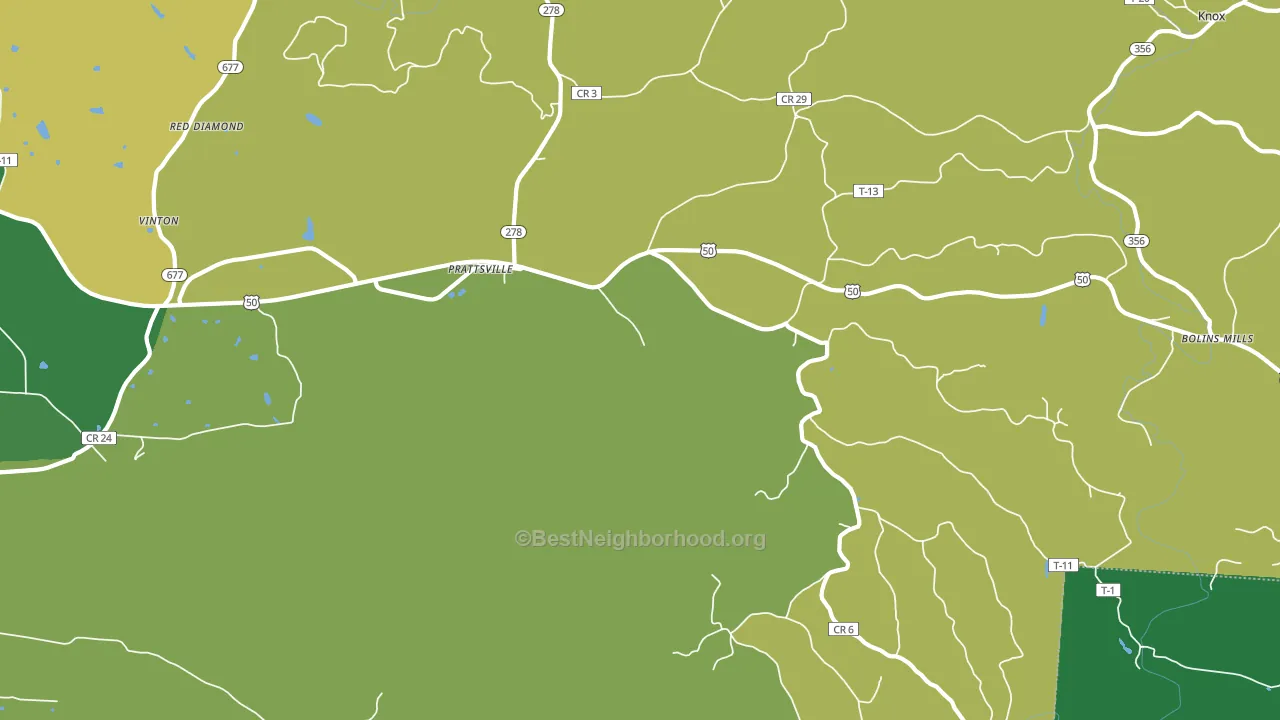 Prattsville, OH block-group voter-turnout map