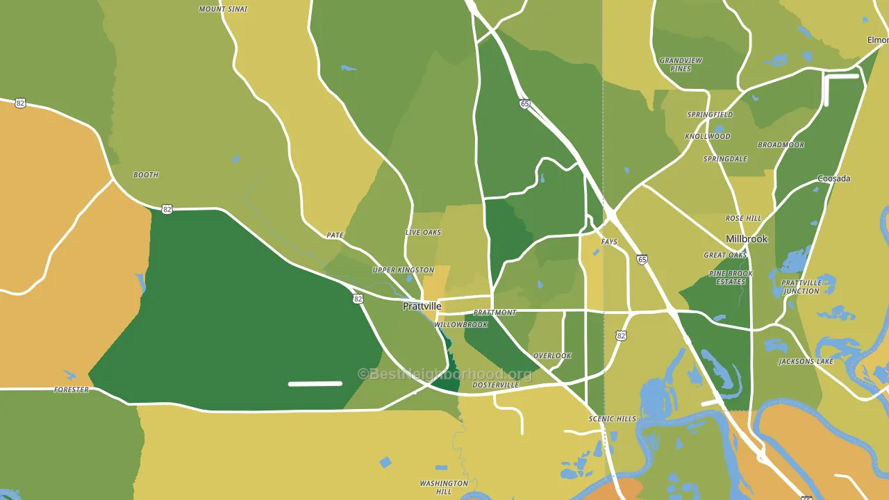 Prattville, AL block-group voter-turnout map