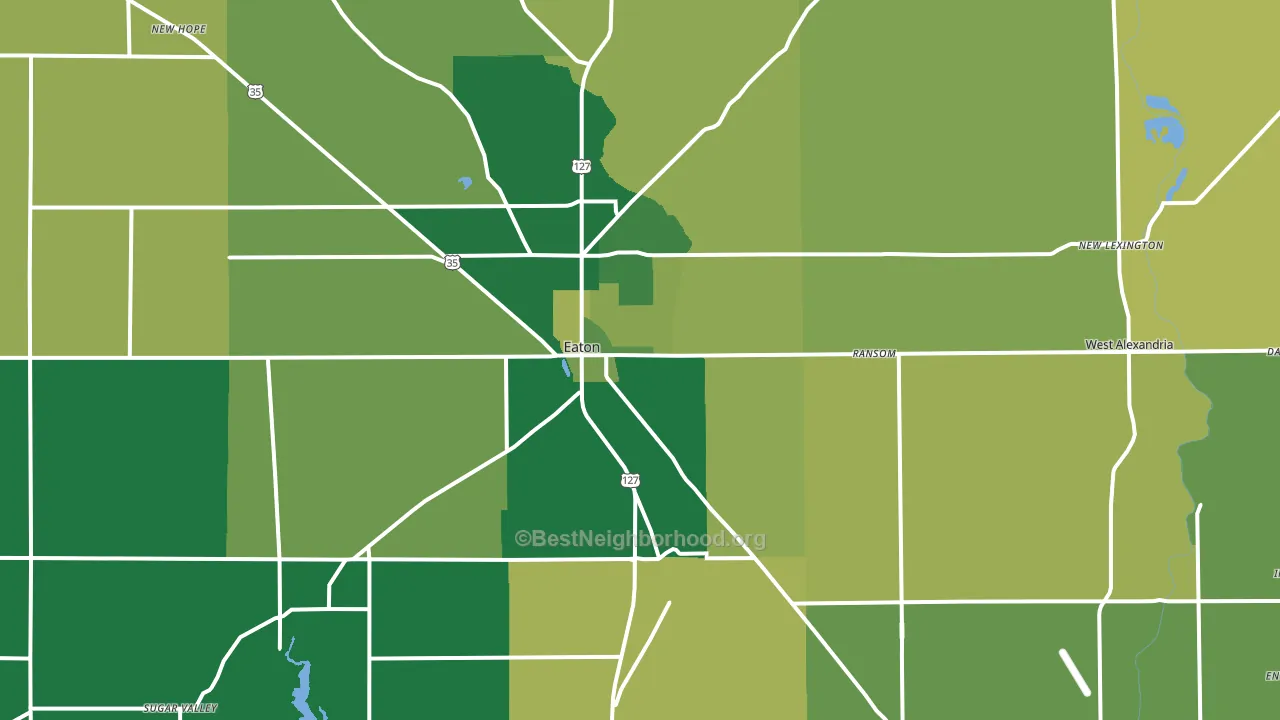 Preble County, OH block-group voter-turnout map