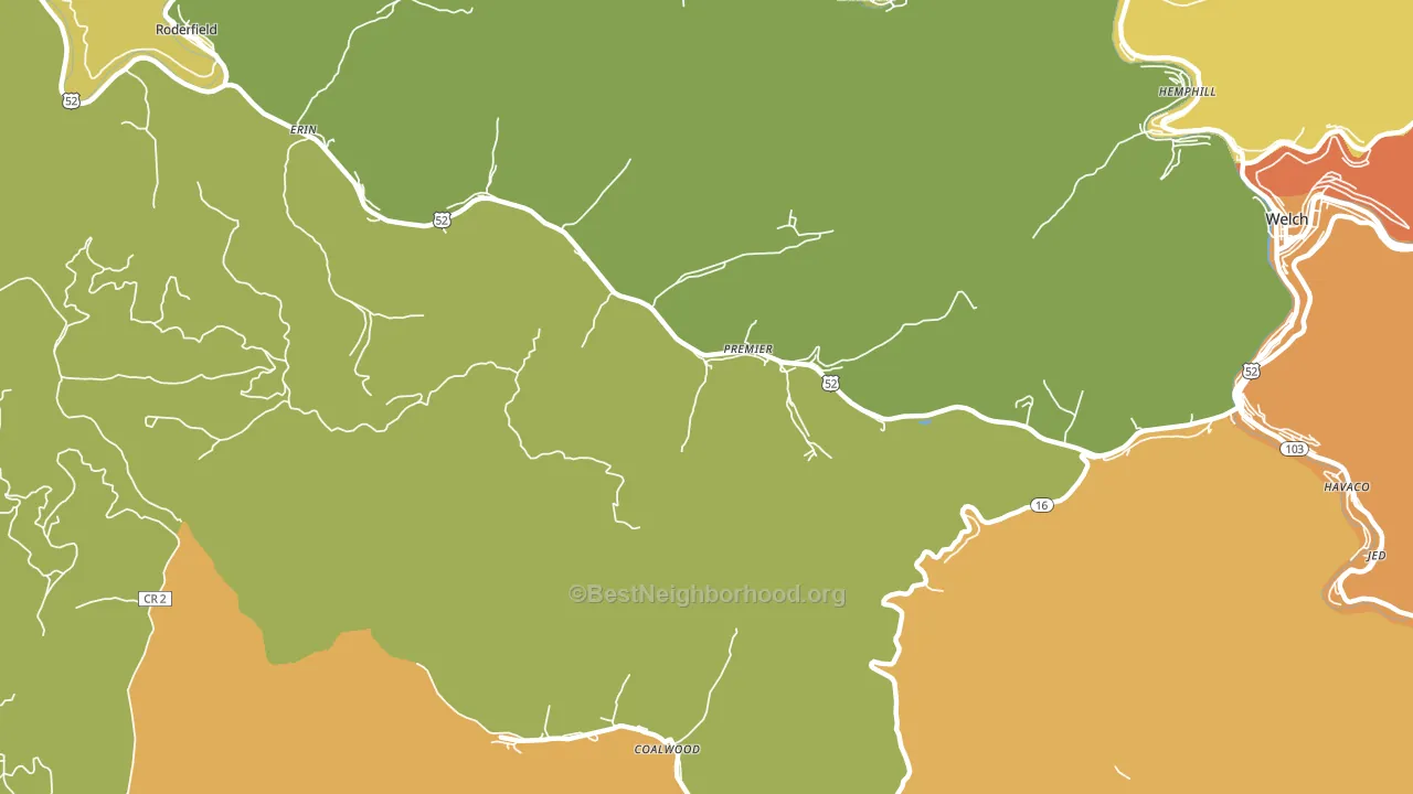 Premier, WV block-group voter-turnout map