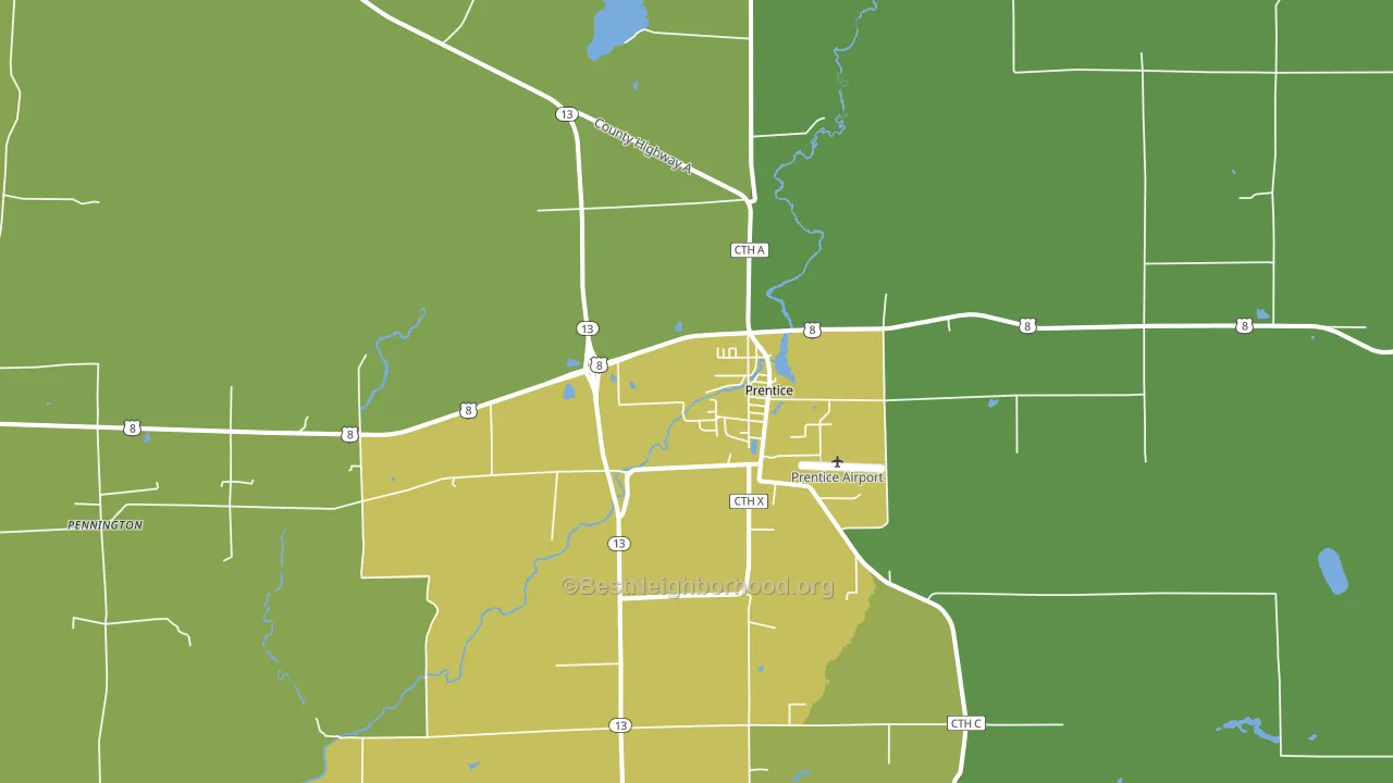 Prentice, WI block-group voter-turnout map