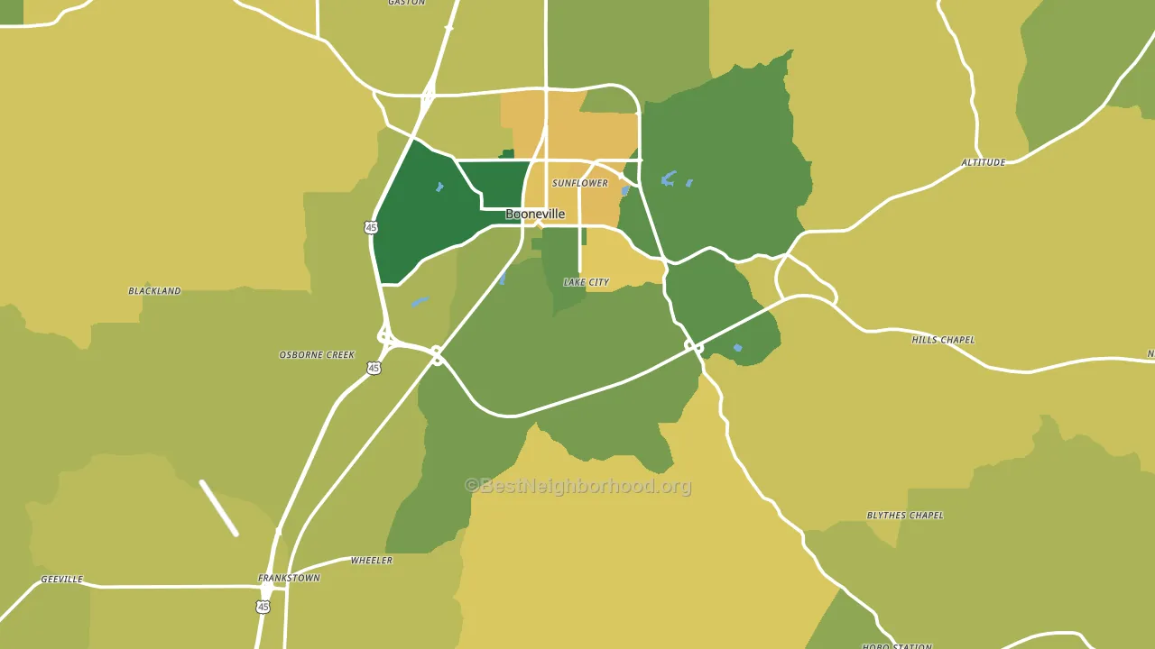 Prentiss County, MS block-group voter-turnout map