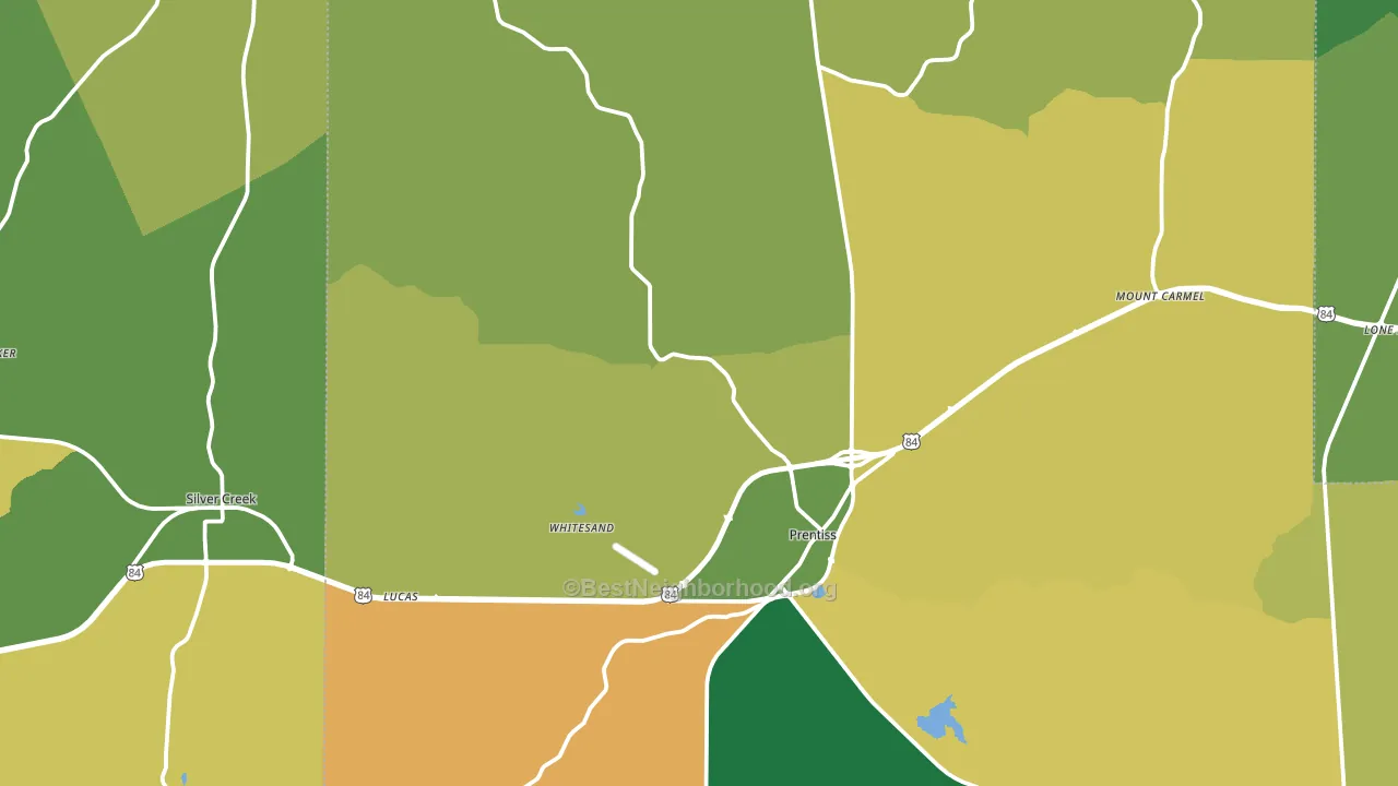 Prentiss, MS block-group voter-turnout map