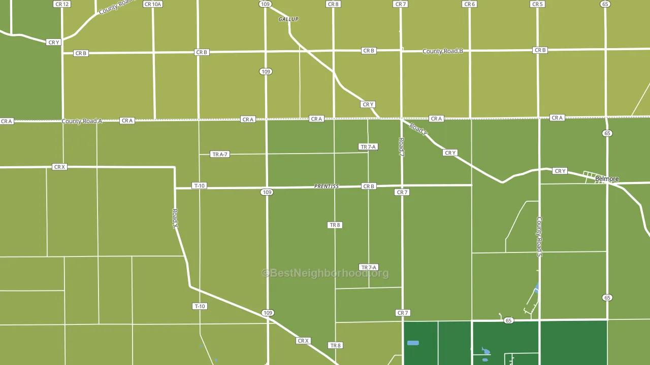 Prentiss, OH block-group voter-turnout map