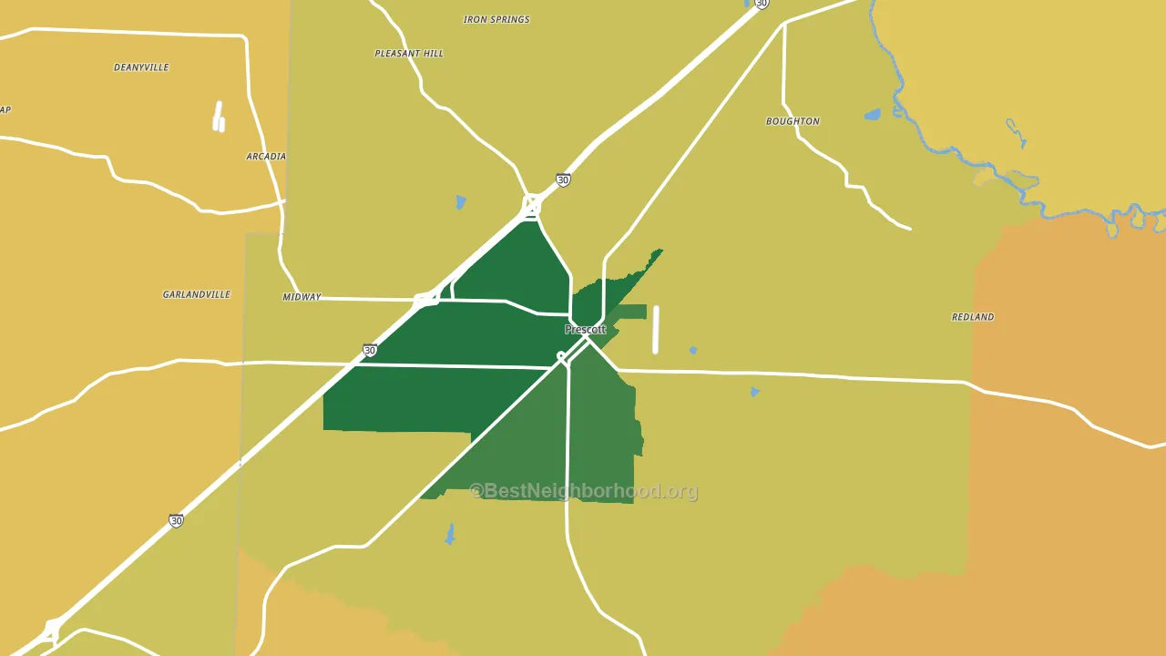 Prescott, AR block-group voter-turnout map