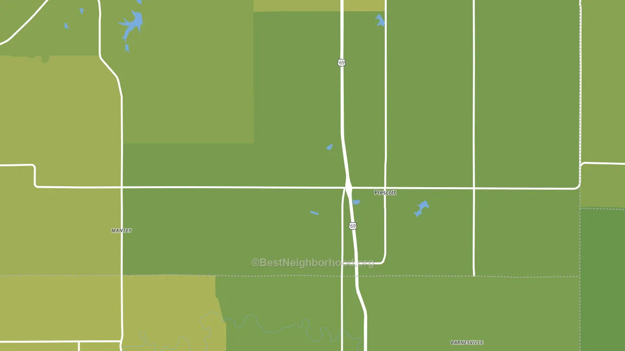 Prescott, KS block-group voter-turnout map