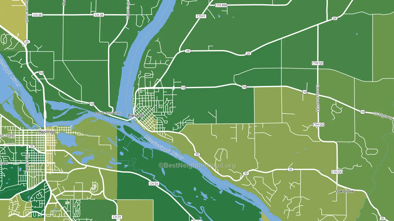 Prescott, WI block-group voter-turnout map