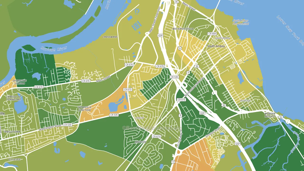 Presidents Park, Parlin, NJ block-group voter-turnout map