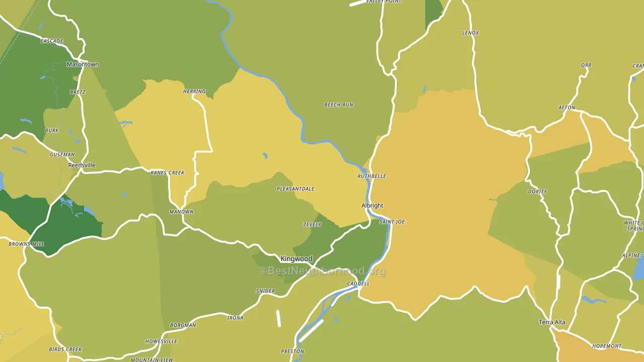 Preston County, WV block-group voter-turnout map