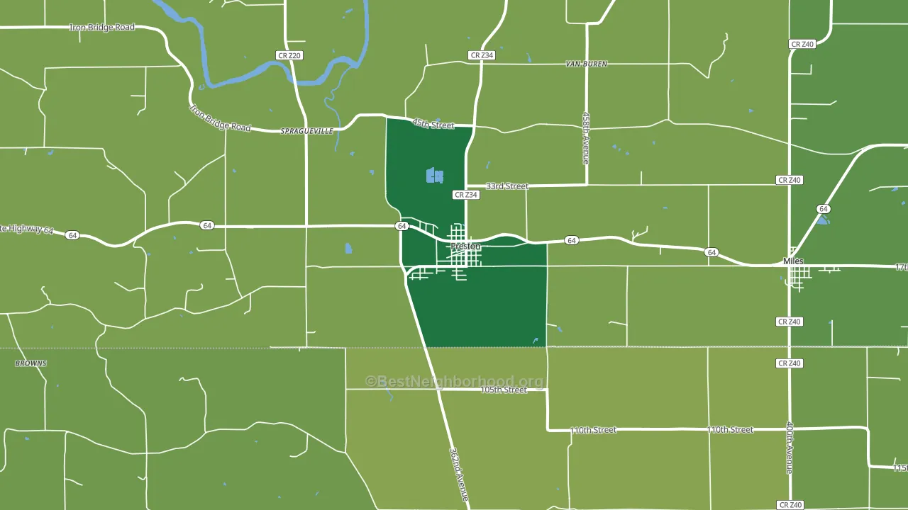 Preston, IA block-group voter-turnout map