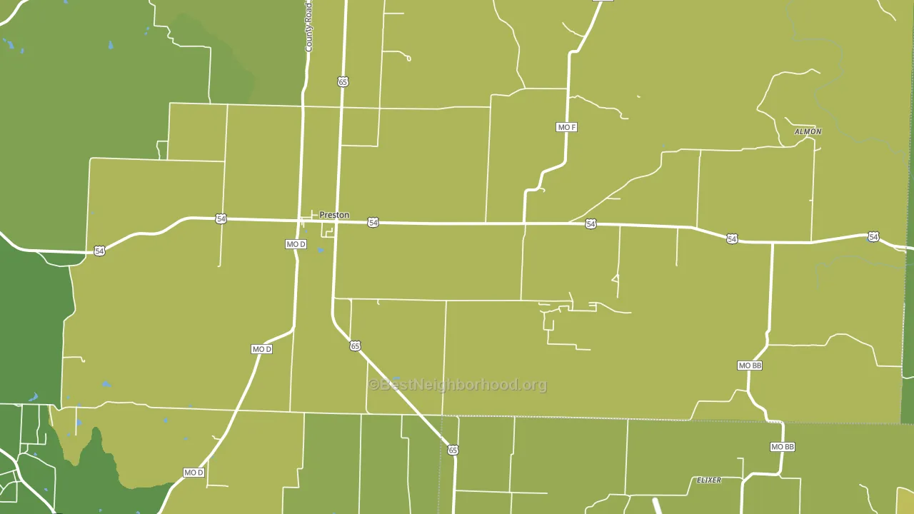 Preston, MO block-group voter-turnout map