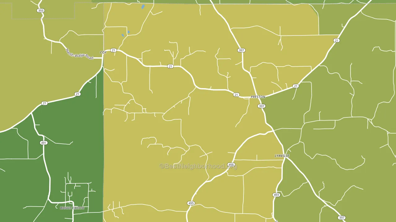 Preston, MS block-group voter-turnout map